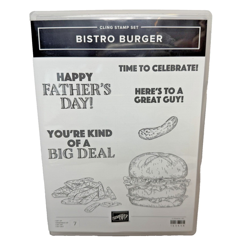 Stampin Up BISTRO BURGER Cling Stamp Set Hamburger Fathers Day 163648 NEW